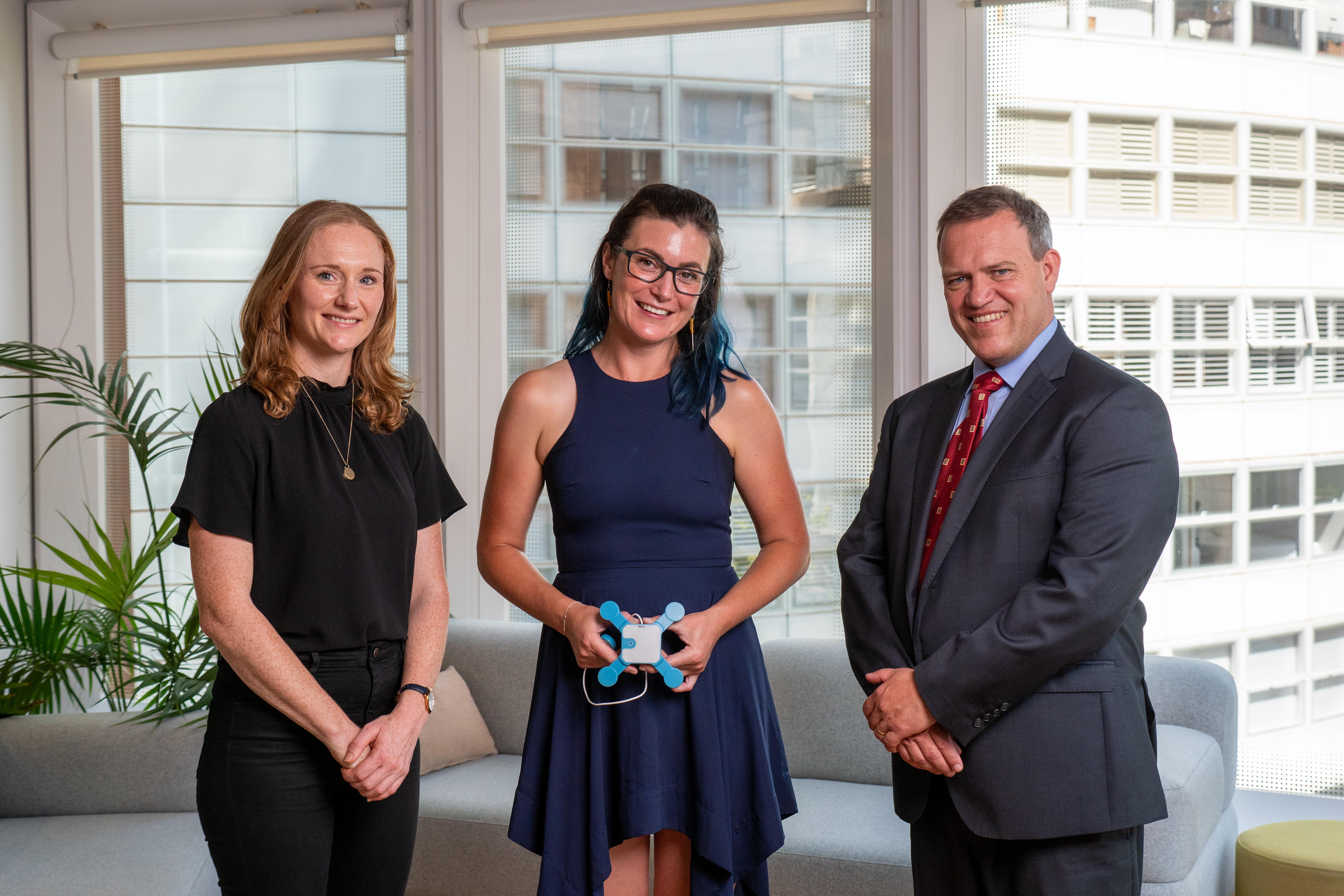 Baymatob's CEO Tara Croft (left), CVO and Founder Dr Sarah McDonald (center), and Australia Unity's Portfolio Manager Victor Windeyer (right).